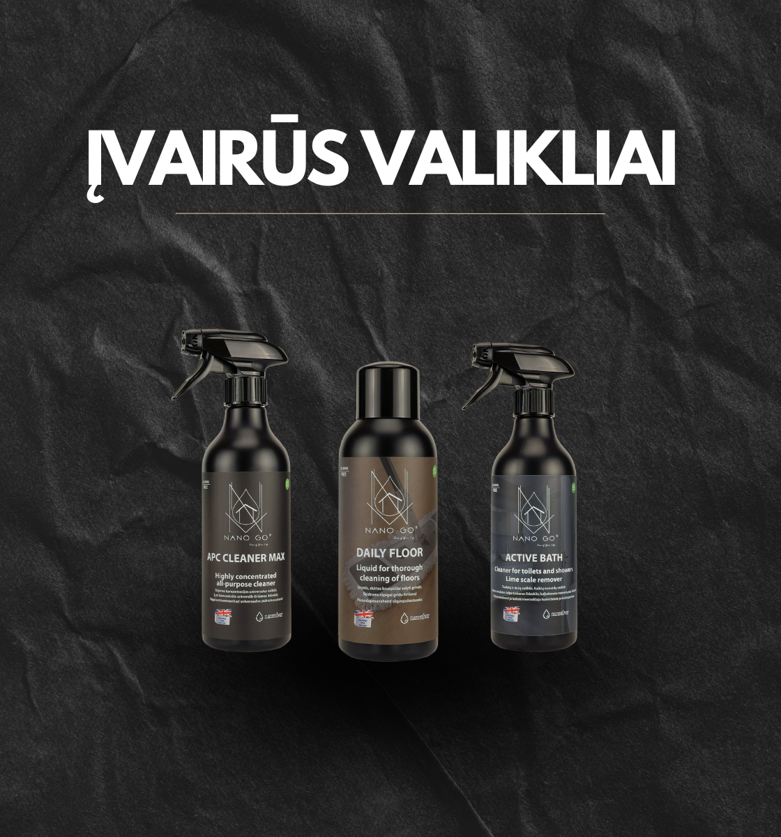 Įvairūs namų priežiūros valikliai