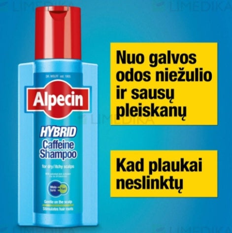 ALPECIN HYBRID, šampūnas su kofeinu sausai galvos odai, 250 ml