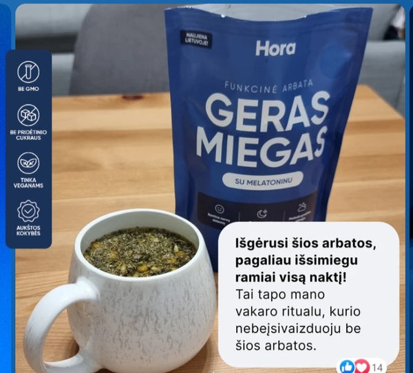 🌙 GERAS MIEGAS – natūralus sprendimas ramiam nakties poilsiui

Nebemiegok su nerimu. „Geras Miegas“ – atsakingai subalansuotas žolelių mišinys su melatoninu, kuris ramina nervų sistemą, padeda greičiau užmigti ir palaiko gilų, kokybišką miegą visą naktį.